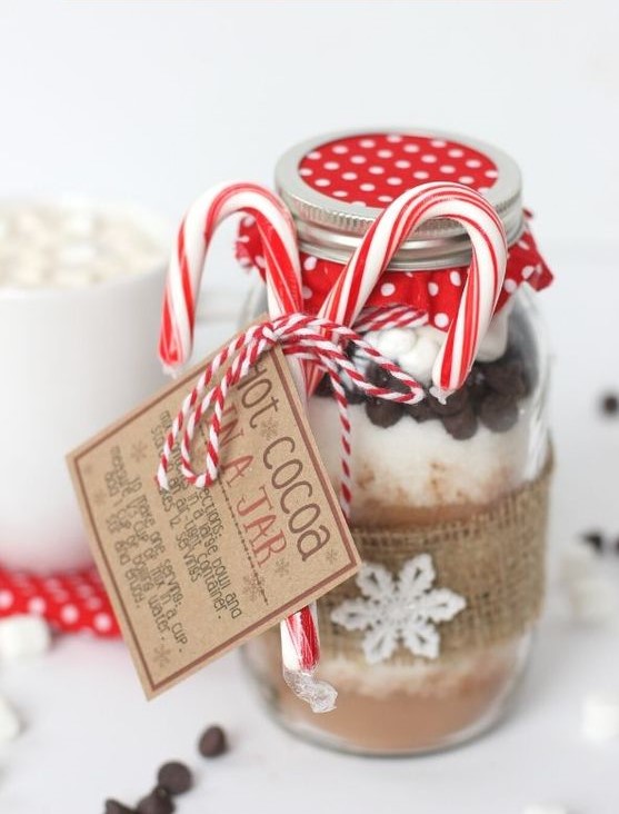 Hot Cocoa Dry Ingredients in a festive jar